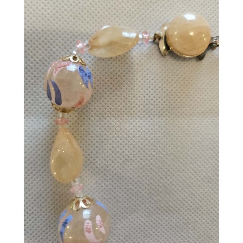 Vintage HONG‎ KONG Pink and Blue 24" Beaded Necklace - round clasp - very nice - Picture 7 of 12